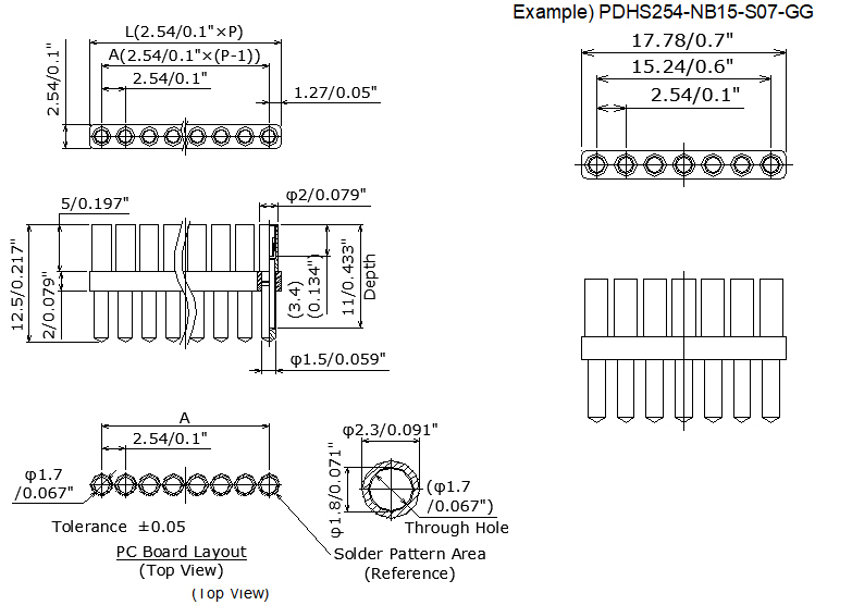 PDHS254-NB15-S𝐱𝐱-GG | 日本コネクト工業株式会社 - JC ELECTRONICS
