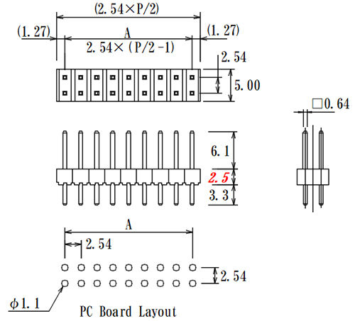 HSAWW6-D𝐱𝐱G-H2.5 | 日本コネクト工業株式会社 - JC ELECTRONICS